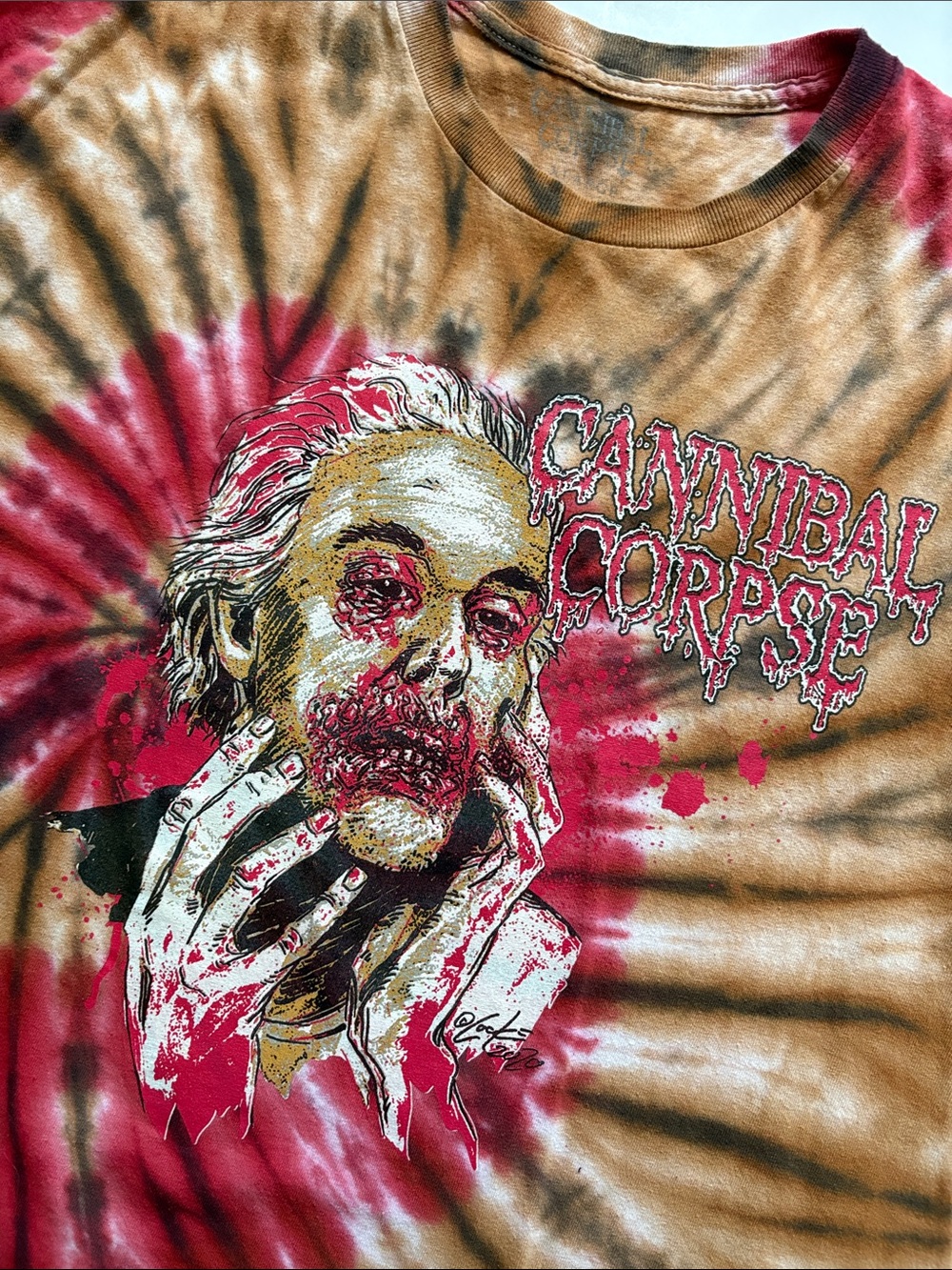 Cannibal Corpse Tie-Dye Graphic Tee in Red and Tan